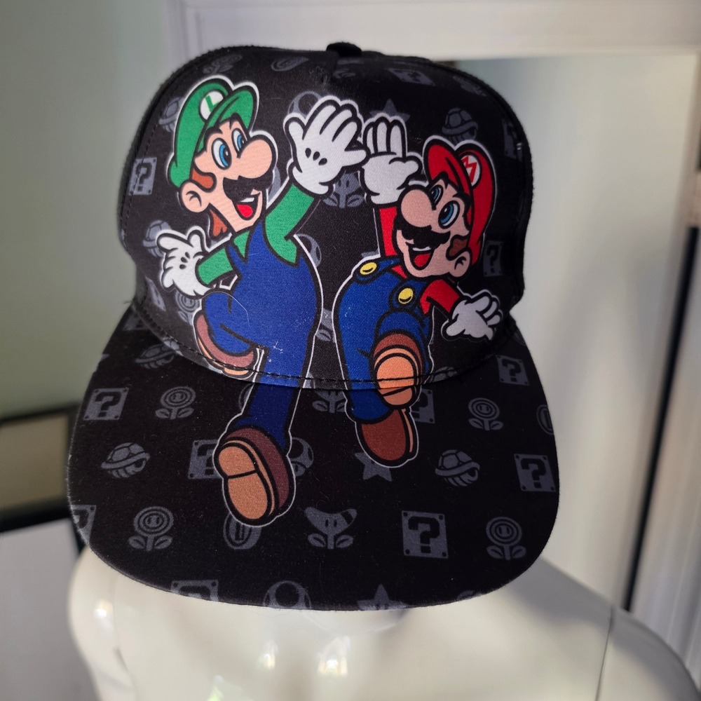 Nintendo Super Mario Luigi Boys Snapback Hat Black The Childrens Place L/XL